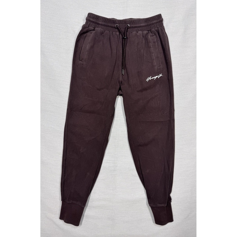 YOUNGLA Jogger Sweatpant Mens Sz M Purple Drawstring Cuffs Pockets Tapered